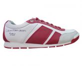 Tênis Calvin Klein Est. 1978 em Couro Branco e Vinho MOD:106